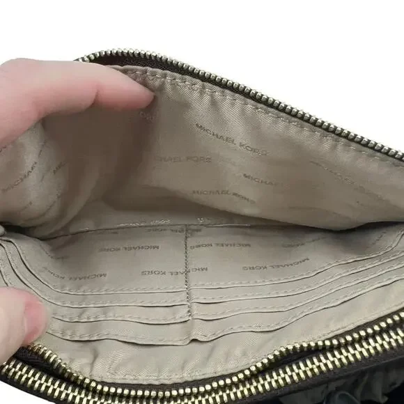 Michael Kors Double Zip Wristlet Leather Brown Tan - Picture 4 of 7